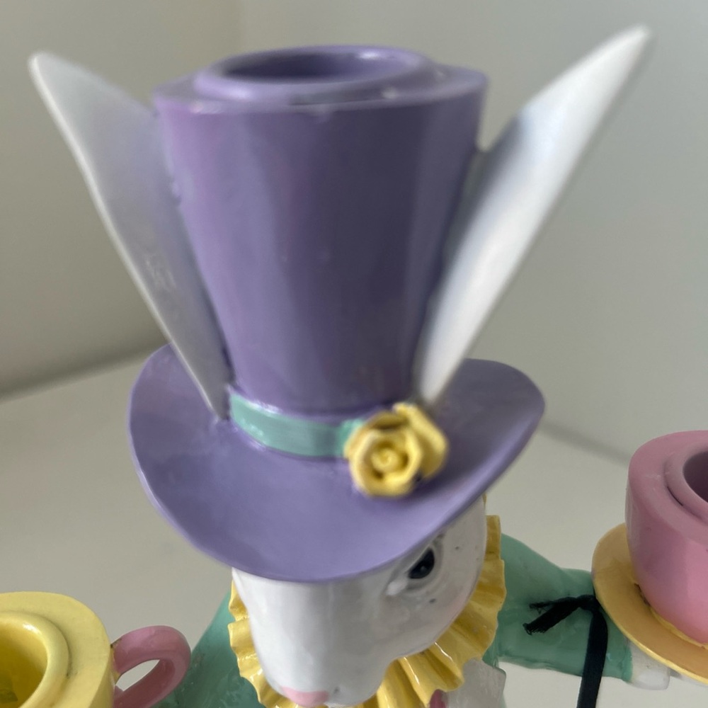 Easter Bunny Teacup Figurine Whimsical Candle Holder Decor - Picture 7 of 16